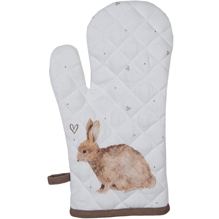 Clayre & Eef BSLC44 Guante de horno Beige Marrón 18x30 cm