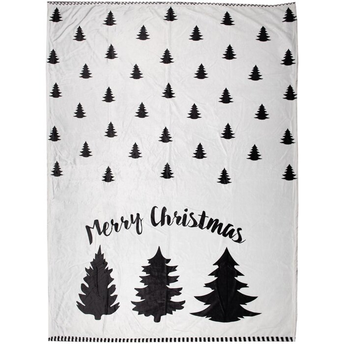 Clayre & Eef BWX60-2 Plaid Blanco Negro 130x170 cm