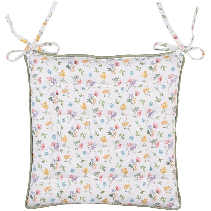 Clayre & Eef CFL29 Cojín para silla Diseño floral Blanco Verde 40x40x4 cm