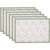 Clayre & Eef CFL40 Juego de 6 manteles individuales Blanco, Verde 48x33 cm