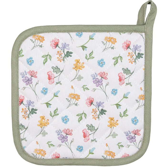 Clayre & Eef CFL45 Agarrador Blanco, Verde 20x20 cm