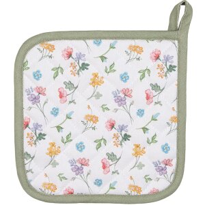 Clayre & Eef CFL45 Agarrador Blanco, Verde 20x20 cm