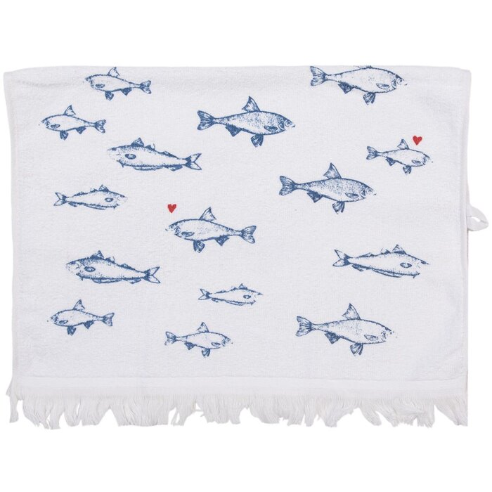 Clayre & Eef CTSSF Toalla de Huésped Blanco Azul 40x66 cm