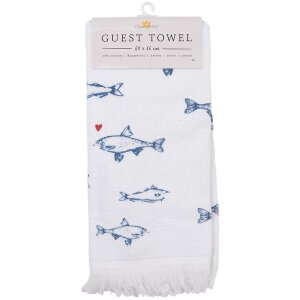 Clayre & Eef CTSSF Toalla de Huésped Blanco Azul 40x66 cm