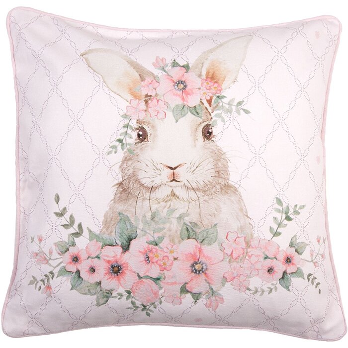 Clayre & Eef FEB21-1 Funda de Cojín Rosa 40x40 cm Algodón Diseño Romántico