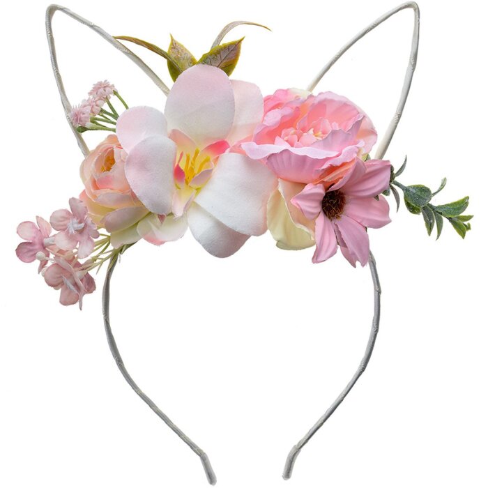 Juleeze JZHB0126 Cinta para el pelo Señoras Blanco Rosa Flores