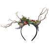 Juleeze JZHB0131 Diadema señoras verde marrón con flores y motivo pájaro