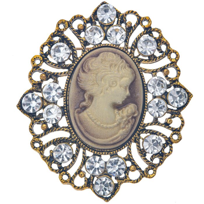 Juleeze JZPI0084 Broche camafeo marrón