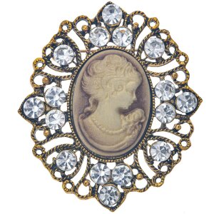 Juleeze JZPI0084 Broche camafeo marrón