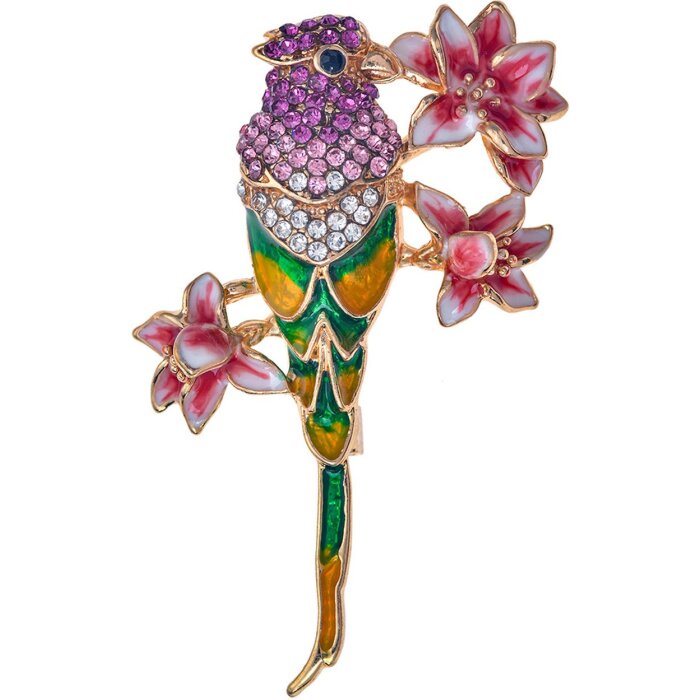 Juleeze JZPI0091 Broche loro rosa
