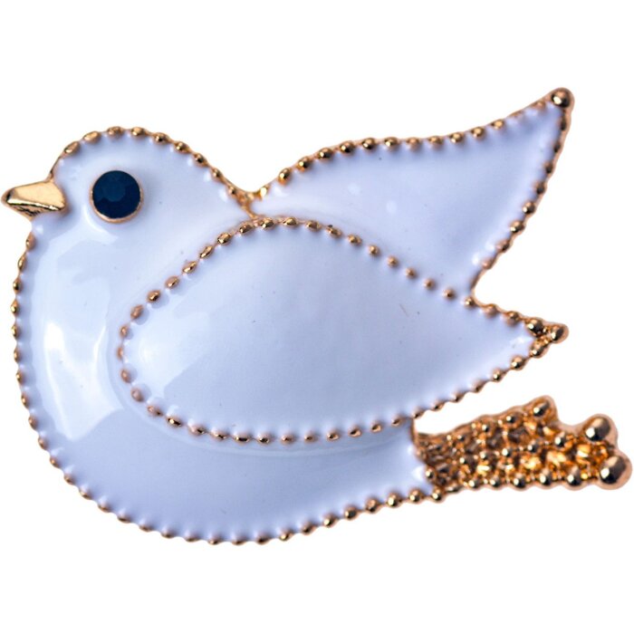 Juleeze JZPI0096 Broche pájaro blanco