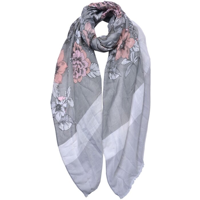 Juleeze JZSC0684G Bufanda Señoras Patrón Gris 85x180 cm