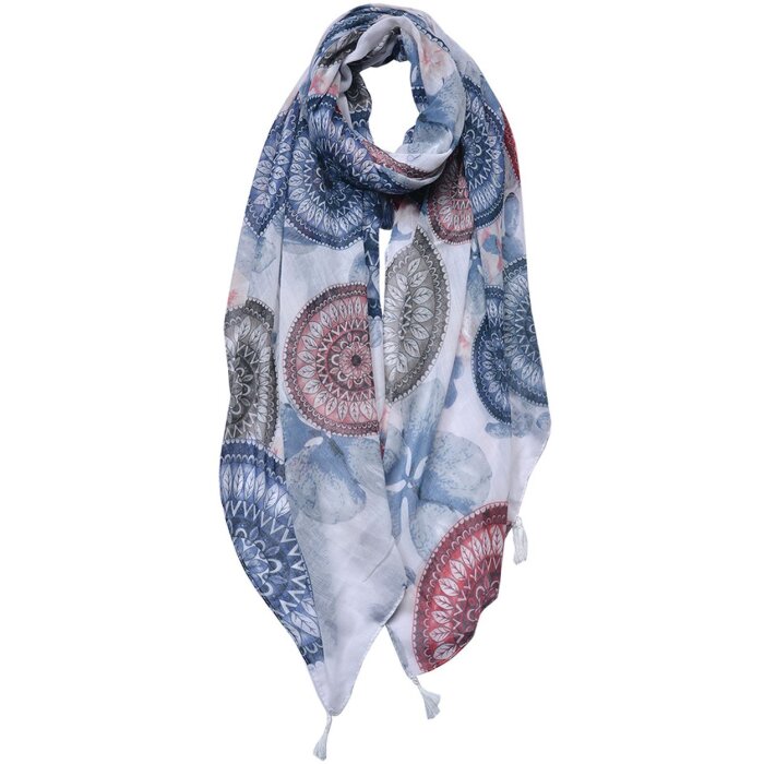 Juleeze JZSC0691BL Bufanda Damas Patrón Azul 90x180 cm