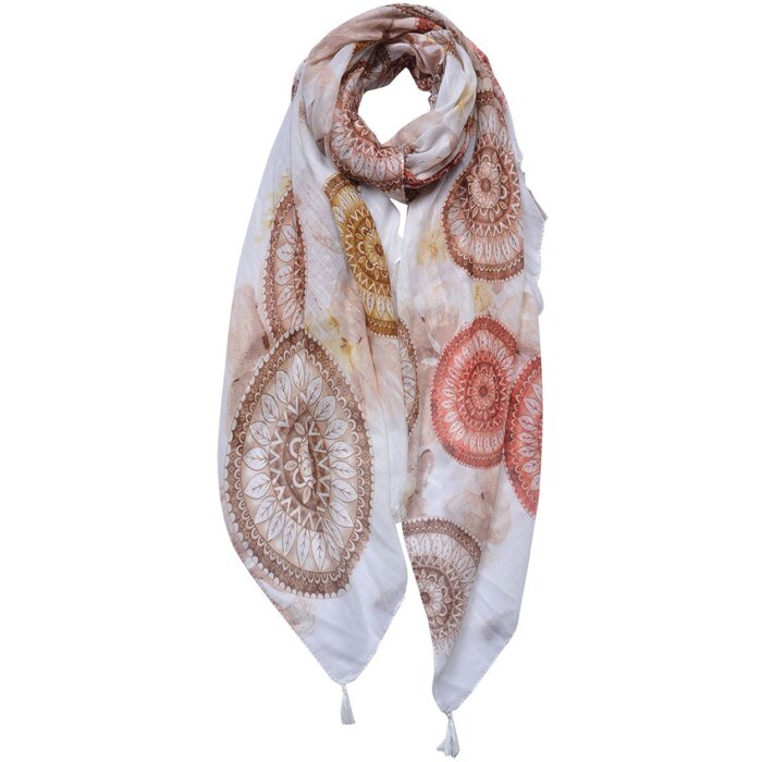 Juleeze JZSC0691CH Bufanda Señoras Patrón Marrón 90x180 cm