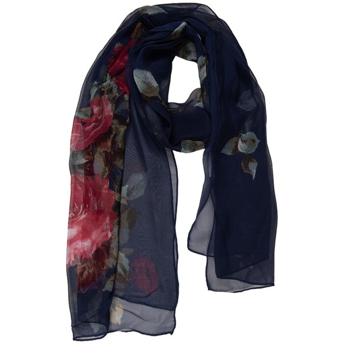 Juleeze JZSC0714BL Bufanda Señoras Azul Floral 50x160 cm