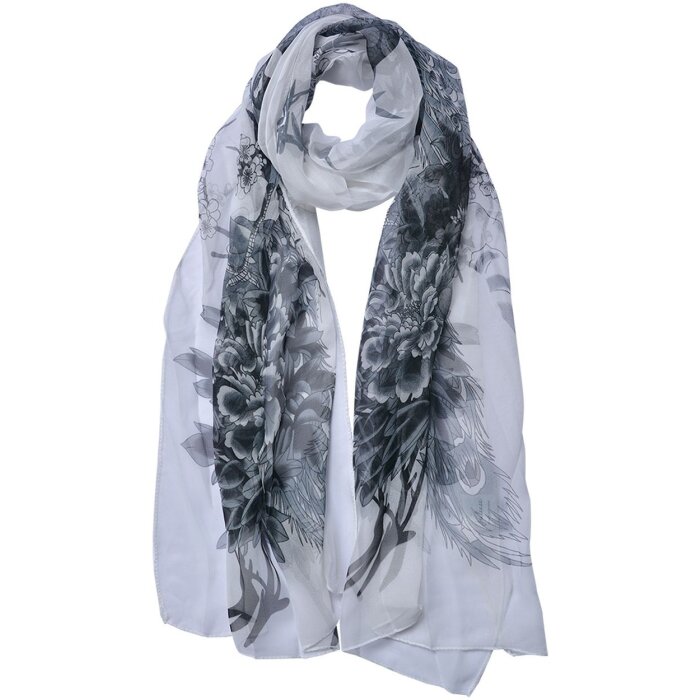 Juleeze JZSC0724W Bufanda Damas Patrón Blanco 50x160 cm