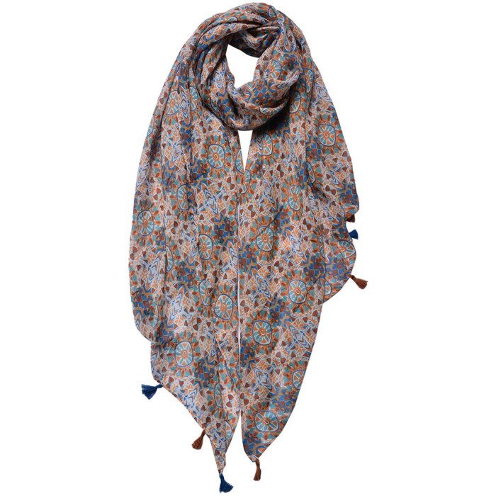 Juleeze JZSC0731 Bufanda Damas Patrón Naranja, Azul 90x180 cm