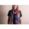 Juleeze JZSC0732 Bufanda Damas Patrón Azul, Rojo 90x180 cm