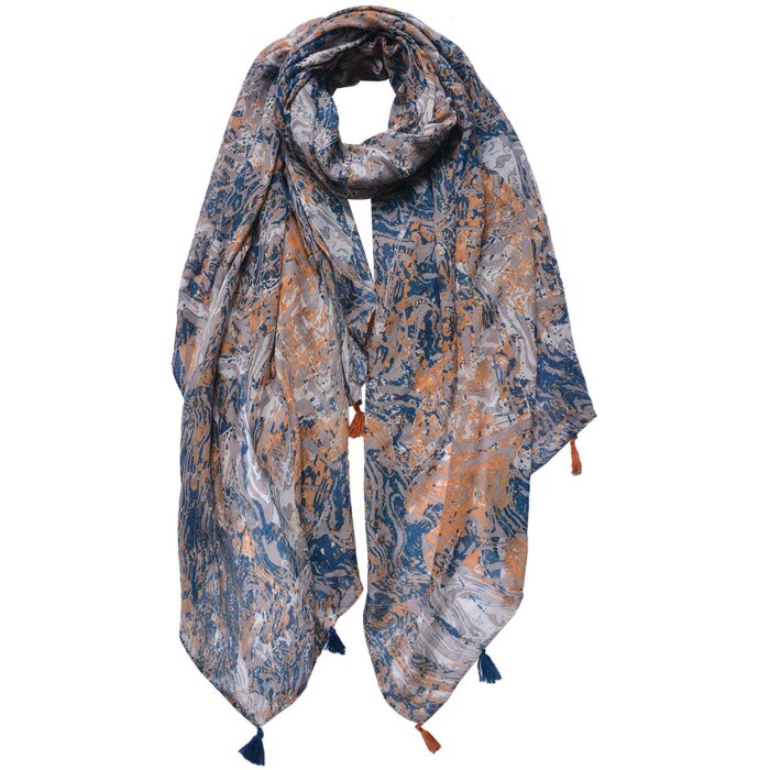 Juleeze JZSC0734 Bufanda Damas Patrón Naranja, Azul 90x180 cm