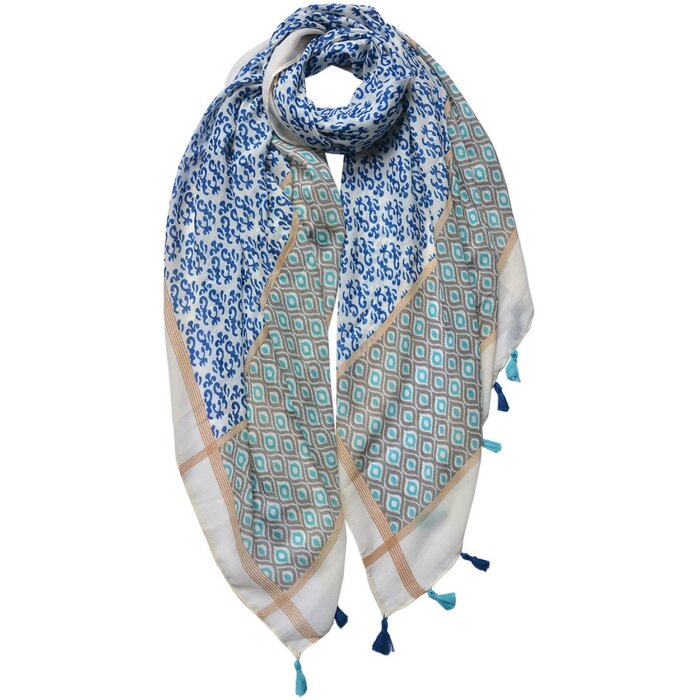Juleeze JZSC0735BL Bufanda mujer estampado Azul, Verde, Beige 90x180 cm