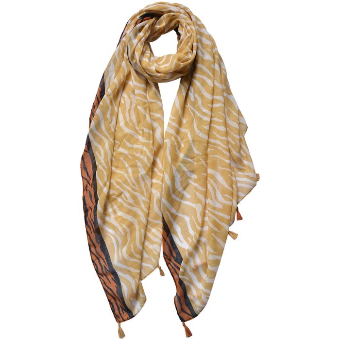 Juleeze JZSC0736 Bufanda Damas Patrón Amarillo, Naranja 90x180 cm