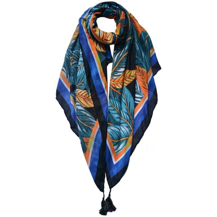 Juleeze JZSC0740 Bufanda mujer estampado naranja, verde, azul 90x180 cm