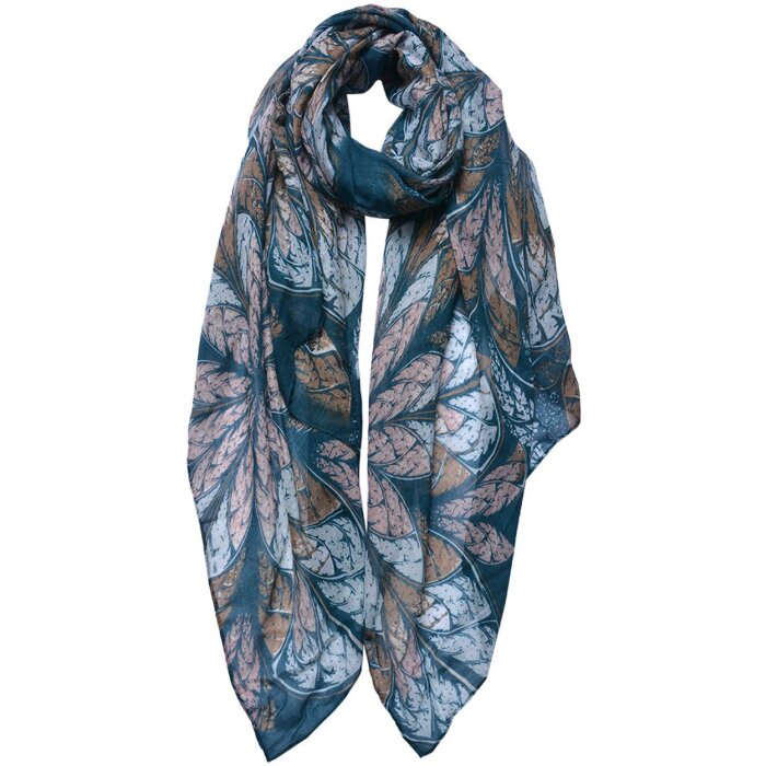 Juleeze JZSC0742 Bufanda Damas Patrón Azul, Beige 90x180 cm