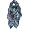 Juleeze JZSC0742 Bufanda Damas Patrón Azul, Beige 90x180 cm