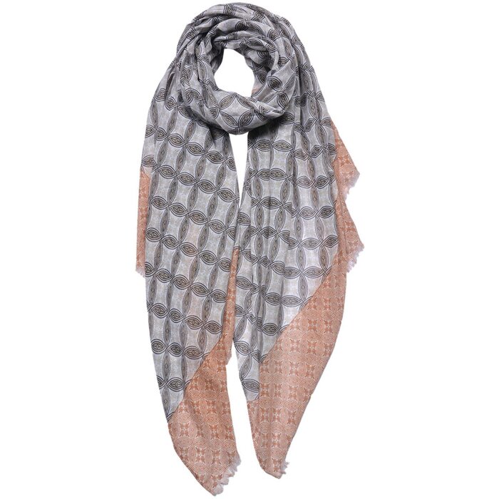 Juleeze JZSC0744 Bufanda Señoras Patrón Marrón, Gris 90x180 cm