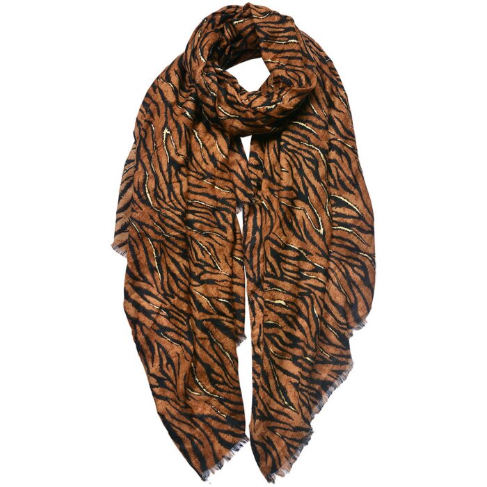 Juleeze JZSC0745CH Bufanda Señoras Patrón Marrón, Negro 90x180 cm