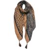 Juleeze JZSC0746BE Bufanda Damas Patrón Beige, Negro 90x180 cm