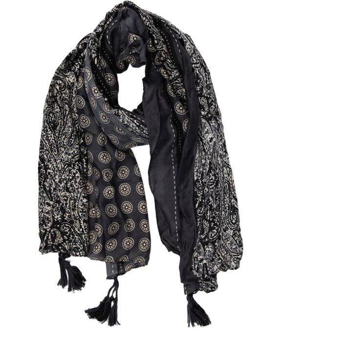 Juleeze JZSC0746Z Bufanda Señoras Patrón Negro 90x180 cm