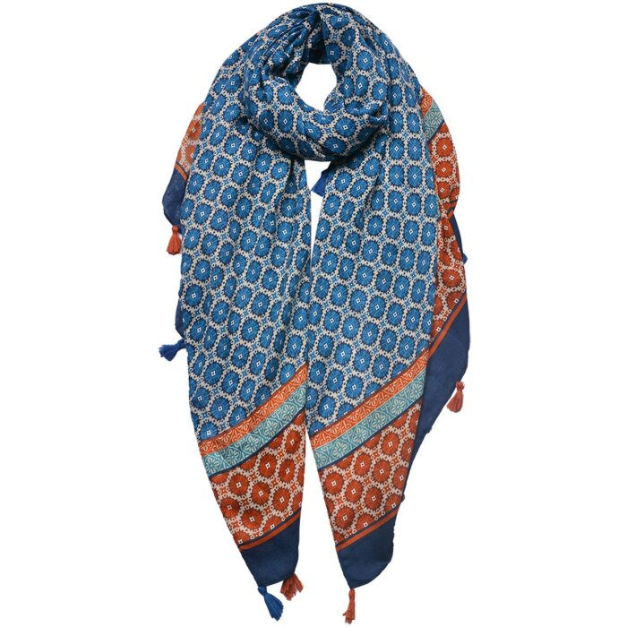 Juleeze JZSC0747 Bufanda Damas Patrón Azul 90x180 cm