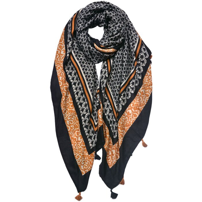 Juleeze JZSC0749Z Bufanda Señoras Patrón Negro 90x180 cm