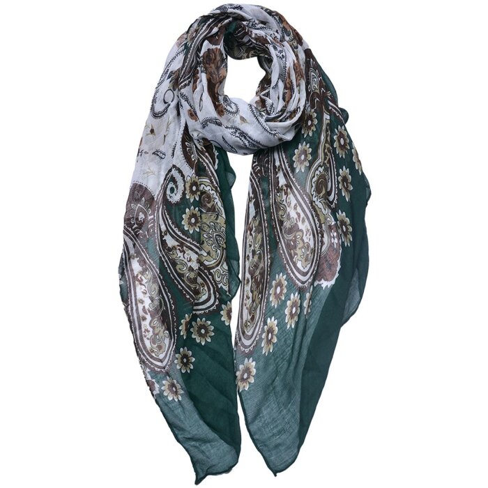 Juleeze JZSC0754GR Bufanda mujer estampado verde 90x180 cm