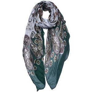 Juleeze JZSC0754GR Bufanda mujer estampado verde 90x180 cm