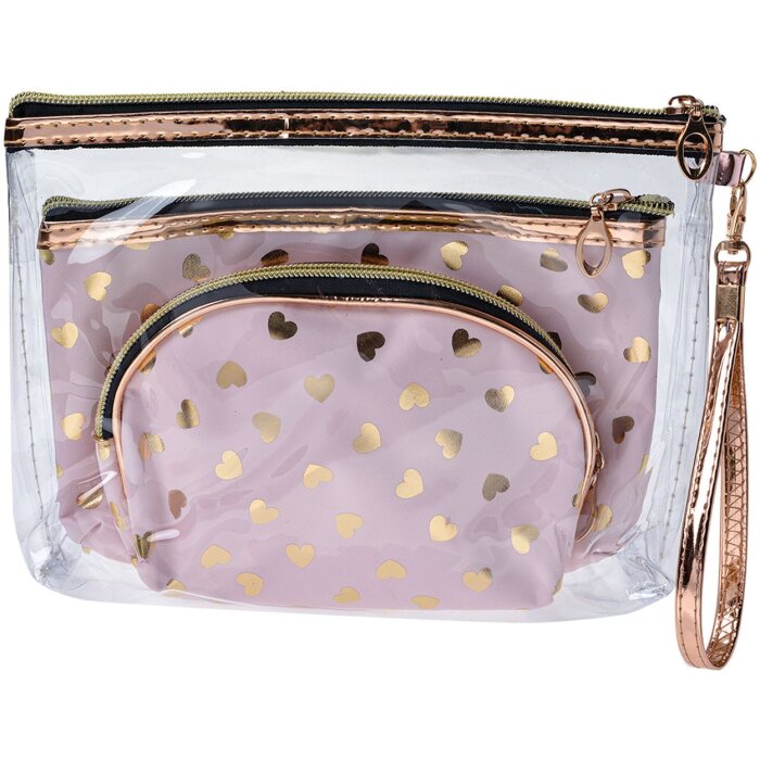 Juleeze JZSET0001P Neceser rosa (lote de 3) 23x17 - 20x13 - 18x12 cm