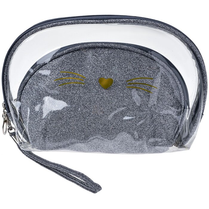 Juleeze JZSET0002ZI Neceser color plata (lote de 2) 24x15 - 19x12 cm