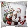 Clayre & Eef KT021.319 Funda de Cojín Blanco, Rojo 45x45 cm Papá Noel