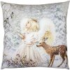 Clayre & Eef KT021.323 Funda de cojín motivo ángel blanco gris 45x45 cm estilo campestre