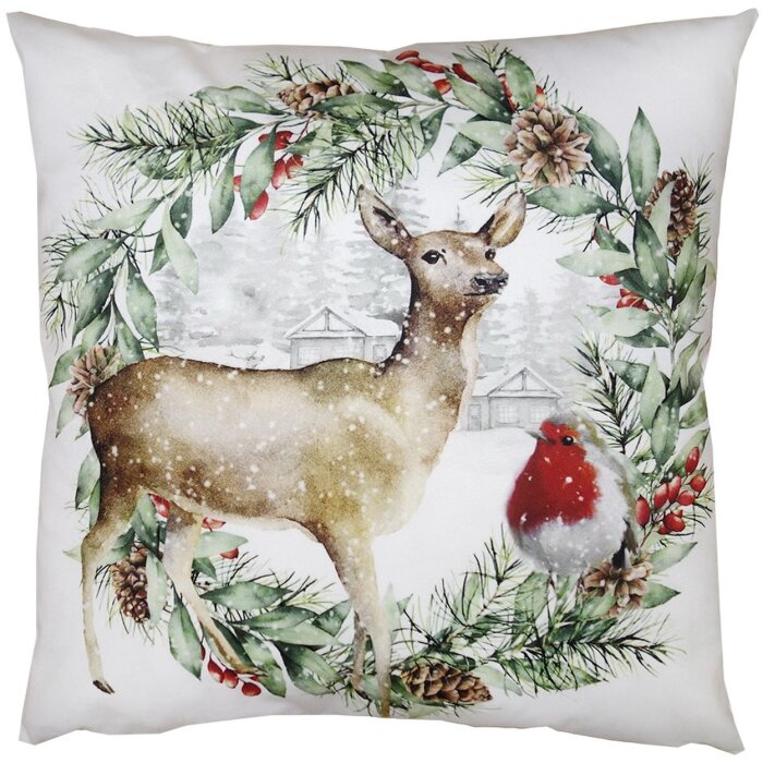 Clayre & Eef KT021.325 Funda de Cojín Verde Blanco 45x45 cm