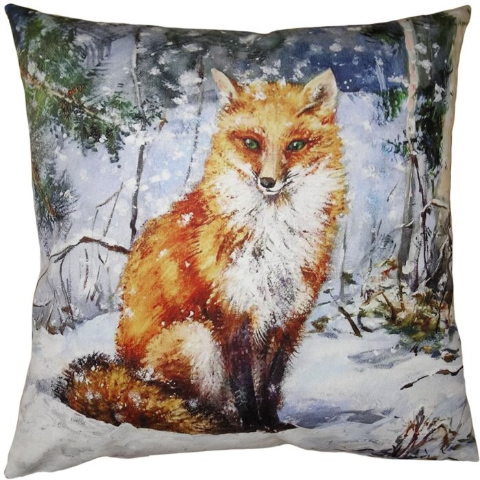 Clayre & Eef KT021.348 Funda de cojín marrón con zorro 45x45 cm