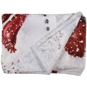 Clayre & Eef KT060.141 Plaid Blanco, Rojo 130x170 cm