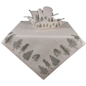 Clayre & Eef NPT05 Mantel Navidad Beige Verde 150x250 cm