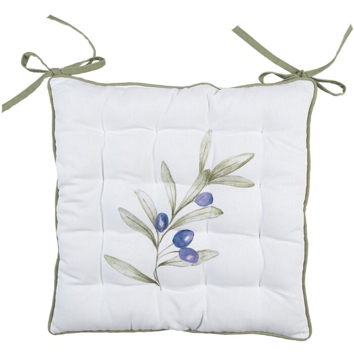 Clayre & Eef OLF29 Funda de Cojín Cojín de Asiento Beige Verde 40x40x4 cm