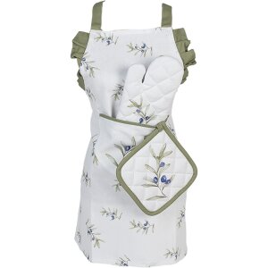 Clayre & Eef OLF41K Delantal Niño Beige Verde 48x56 cm