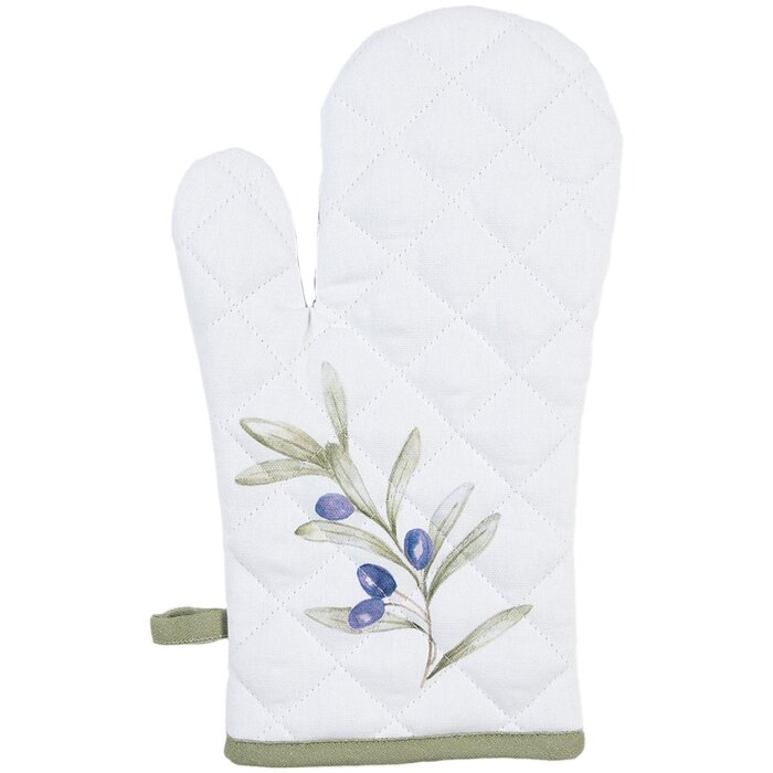 Clayre & Eef OLF44 Manopla de horno Beige Verde 18x30 cm