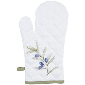 Clayre & Eef OLF44 Manopla de horno Beige Verde 18x30 cm