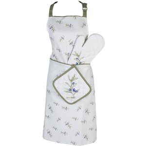 Clayre & Eef OLF44 Manopla de horno Beige Verde 18x30 cm
