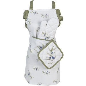 Clayre & Eef OLF44K Manopla Horno Niño Beige Verde 12x21 cm